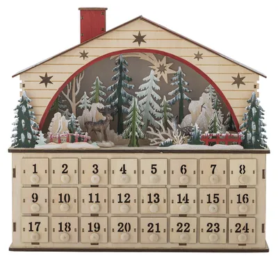 Produktbild von BLOOMINGVILLE | Melvin Kalender mit Licht, Natur, Sperrholz | L36xH34xW10 cm | 82069406