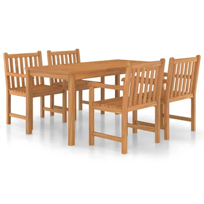 Image de Ensemble de salle à manger de jardin 5 pièces 160 x 80 cm en bois de teck massif