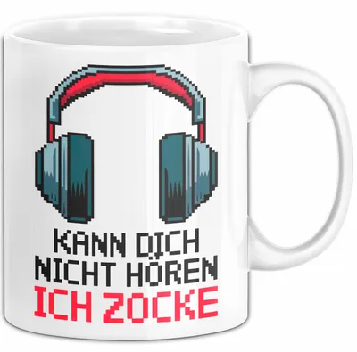 Produktbild von Gamer Gaming Liebhaber Tasse Geschenk Lustige Geschenkidee Spruch Kann Dich Nicht Hören Ich Zocke (Weiß)
