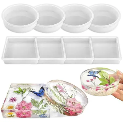 Image de Solidchoice - Ensemble de 8 moules en silicone pour résine époxy et sous-verres