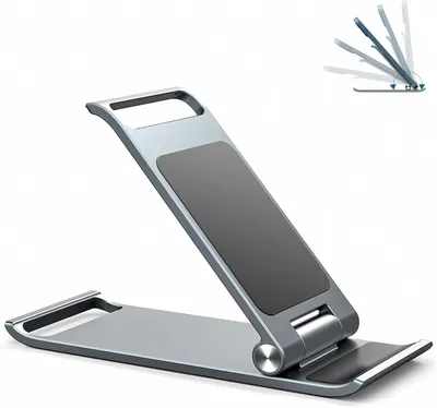 Obrázek produktu pro Skládací držák na mobilní telefon na stůl, plně nastavitelný držák na mobilní telefon do kanceláře, kompatibilní s iPhone 14/13/12 Pro Max atd., Samsung, tablety (4–8 palců).