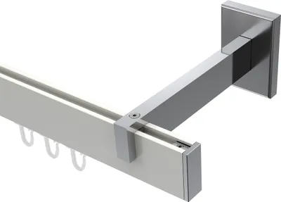 Produktbild von Interdeco Innenlaufstange / Gardinenstange mit Innenlauf Weiß / Chrom, Typ Smartline Paxo (Kappe), 14x35 mm 1-läufig, 120 cm
