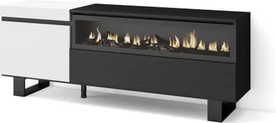 Immagine prodotto di COZY Mobile TV Soggiorno, 150x35x57cm, Per TV fino a 65, Camino elettrico, Bianco e Nero