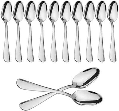 Produktbild von PolkaHome® 12 Dessertlöffel Edelstahl – Hochglanz 15 cm – Spülmaschinengeeignet – Modernes Design