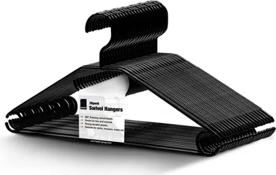 Produktbild von 20 Stk. Kleiderbügel Anti-Rutsch Kunststoff Hemdenbügel Wäschebügel schwarz