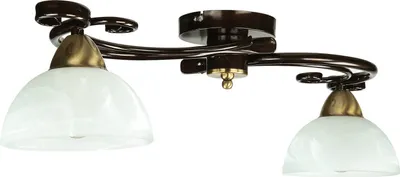Produktbild von Deckenlampe Landhaus "Aurora" Glas Metall Schwarz Weiß Messing E27 2-flammig Wohnzimmer Schlafzimmer