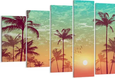 Produktbild von Bild auf Leinwand - Leinwandbild - Horizont Küste Kokosnuss Himmel - 150x100cm - Wand Bild - Wanddeko - Leinwanddruck - Bilder - Kunstdruck - Leinwand bilder - Wandkunst - EG150x100-3121