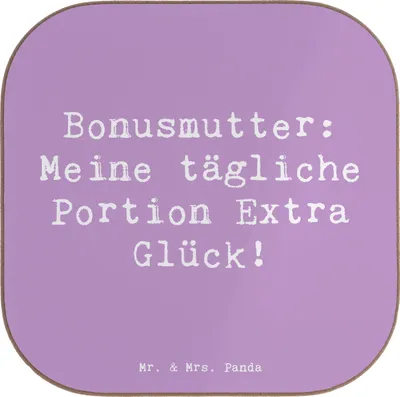 Produktbild von Mr. & Mrs. Panda Untersetzer für Gläser Spruch Bonusmutter Glück - Lavendeltraum - Geschenk, gläseruntersetzer, Tassenuntersetzer, bieruntersetzer, Bindung, Coaster
