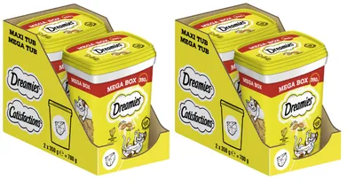 Produktbild von Dreamies Katzensnacks mit Käse, außen kross, innen cremig, 4 x 350g Vorratspackung