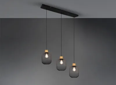 Produktbild von LED Pendelleuchte 3 flammig mit Metall Gitterschirmen Industrial Style Schwarz