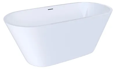 Produktbild von Duschspa 150x70cm freistehende ovale Acryl-Badewanne in Weiß mit Überlauf und vormontiertem Zubehör für Badezimmer