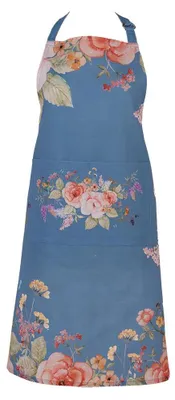 Produktbild von Clayre & Eef Küchenschürze 70x85 cm Blau Baumwolle Blumen