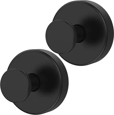 Produktbild von 2 Stück Schwarze Handtuchhaken, Handtuchhalter, Selbstklebend Haken Rostfreie Metall Wandhaken Bademantelhaken, Selbstklebend oder zur Wandmontage(6 x 6 cm)
