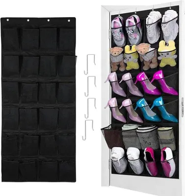 Produktbild von Schoenenrek mit 24 Fächern für Tür und Wand - Faltschrank - Schwarz - Organisation für Schlafzimmer, Wohnzimmer und Badezimmer