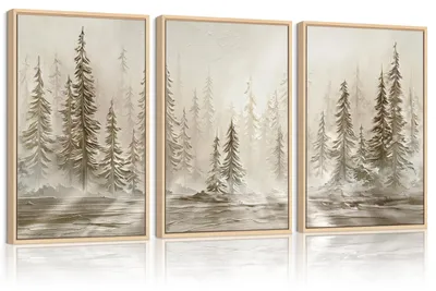 3er-Set Leinwanddrucke mit Rahmen, abstrakte Landschaft, 40x60 cm