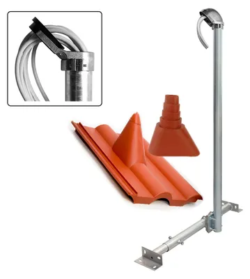 Produktbild von PremiumX BASIC X120-48 Dachsparrenhalter 120cm Mast Kappe Frankfurter Pfanne rot