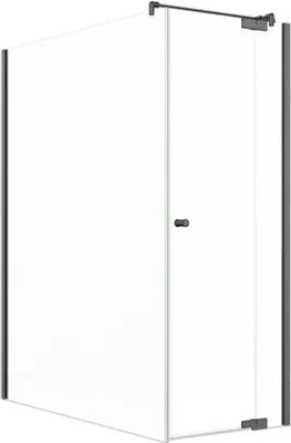 Produktbild von Jungborn Duschtür mit Seitenwand SETTE Drehtür mit Festteil rechts und Seitenwand links 160 x 90 cm Profil schwarz matt