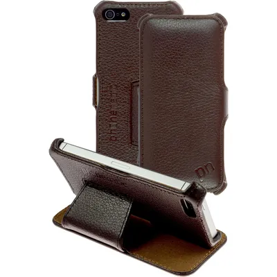 Produktbild von PhoneNatic Echt-Lederhülle kompatibel mit Apple iPhone 5 / 5s / SE - Leder-Case braun + Glasfolie
