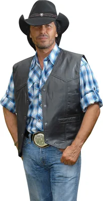 Produktbild von Herren Western Weste Cowboy Biker Leder »JASON« Schwarz