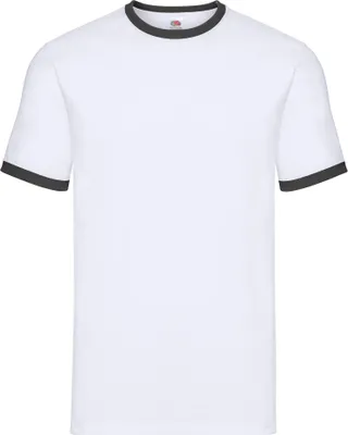 Produktbild von Fruit of the Loom Valueweight Ringer T-Shirt Farbe: weiß/schwarz Größe: L