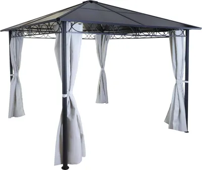 Productafbeelding van Hardtop pergola MCW-C77, tuinpaviljoen, kunststof dak, aluminium zijwand, lichtgrijs, 3x3 meter