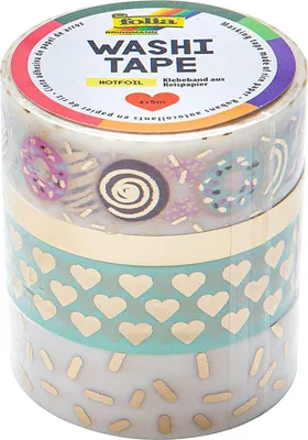Produktbild von folia Deko-Klebeband Washi-Tape Hotfoil Gold II 4er Set