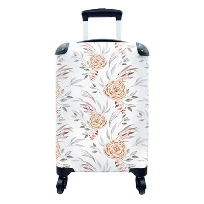 Produktbild von MuchoWow® Koffer Handgepäck Trolley Rollkoffer Kleine Reisekoffer mit 4 Rollen - Rosen - Boho - Muster - Cabin Size < 55x40x23 cm & 55x40x20 cm - Fotokoffer - Kabinenkoffer - Boardgepäck - Reise-Box - Reisekoffer - Reisegepäck - Koffer mit Bild - Trolley für Kinder