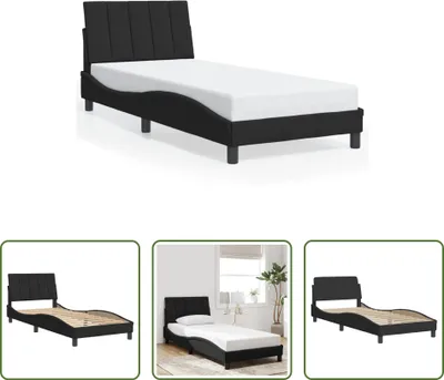Produktbild von The Living Store Bettgestell mit Kopfteil Schwarz 90x190 cm Samt