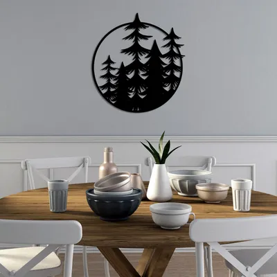 Produktbild von Wallity, Trees - L, Dekoratives Wandaccessoire aus Metall, 100 % METALL, Schwarz, 70 x 65 cm