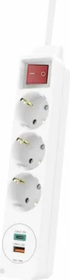 Produktbild von Steckdosenleiste, 3-fach, USB-C-/USB-A-Buchse, PD/Fast Charge, max. 18W, WS (00133757)