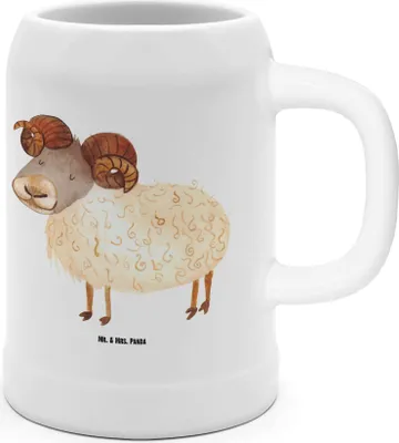 Produktbild von Mr. & Mrs. Panda Humpen Sternzeichen Widder - Weiß - Geschenk, Seidel, Bock, Geburtstag März, Steingutkrug, Steinkrug, April, Aszendent, Bier, Schafbock, Krug
