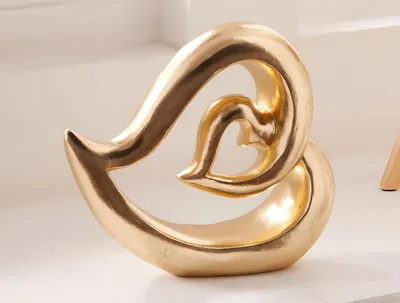 Produktbild von Dekofigur "Herz" aus Polyresin in Gold, 17 cm hoch, Tischdeko, Dekoherz, Hochzeitsdeko