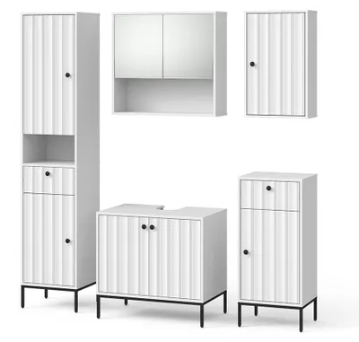 Image de Meubles bain Vicco Eliza Blanc cannelé 5 pièces, Model 59882