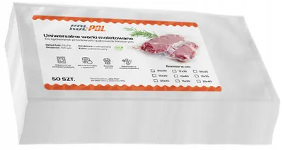 Zdjęcie produktu dla WORKI MOLETOWANE 25x35 cm Do pakowania próżniowego folia Kol-Pol - 50 sztuk