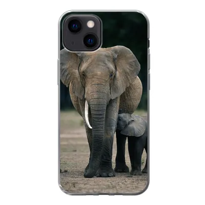 Produktbild von MuchoWow® Handyhülle Schutzhülle Hülle für iPhone 13 mini Elefant - Tiere - Flachland - Natur Silikon Softcase Handy Hülle - Softcase