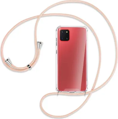 Produktbild von Handykette Backcover-Schutzhülle mit Band (Metall silberfarben) für Samsung Galaxy Note 10 Lite - rose peach