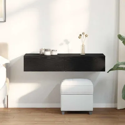 Obrázek produktu pro Maison Exclusive - Nástěnná police se zásuvkami Černá 100x36x19 cm Dřevěný materiál