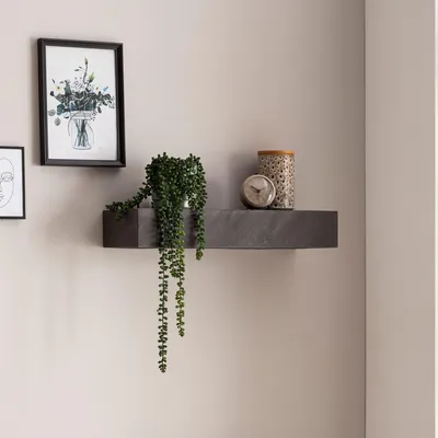 Immagine prodotto di Mensola a muro 60x10x20 cm in legno massiccio di mango / aspetto pietra moderno | Wohnling