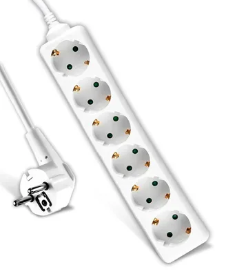 Obrázok produktu pre V-TAC predlžovací kábel s 6 zásuvkami, 1,5 m, 16 A, Shuko, biela
