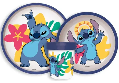 Immagine prodotto di Set di stoviglie antiscivolo a tema Disney Lilo & Stitch, ideale per tavola
