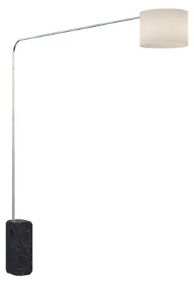 Obrázok produktu pre Moderná stojacia lampa, rohový model, čierna mramorová základňa, biela látka, 1 žiarovka E27