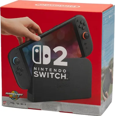 Produktbild von Nintendo Switch 2 Spielekonsole, Mario Kart World (Downloadcode), Joy-Con 2 (Maus-Modus), 4K-Auflösung, 120 fps Bildschirm, 3D-Sound, GameChat, abwärtskompatibel, PEGI 3