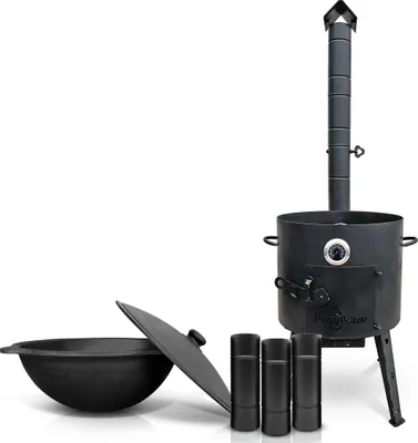 Produktbild von Gusseisen Kazan 12 L Kasan Казан mit Feuerofen Utschak Ø 40 cm. Учак Учаг Uchag