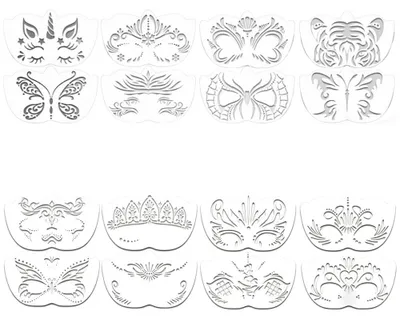 Productafbeelding van Gezichtsschilderstencils - 16 stuks - Voor podiummake-up