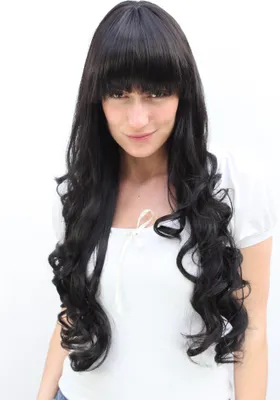 Produktbild von WIG ME UP Schwarze Perücke, sehr lang, Pony 3116-2