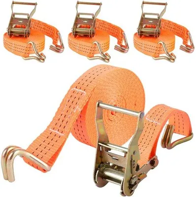 Image de Sangles de serrage orange, 6 m x 38 mm, 3 000 kg, avec crochets