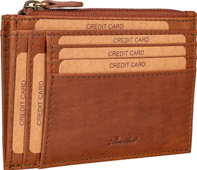 Produktbild von Benthill Leder Kreditkartenetui - Slim Portemonnaie aus echtem Leder - Schmale Leder-geldbörse mit Kreditkartenfächer und Münzfach - Mini Wallet