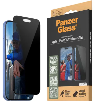 Imagen del producto de PanzerGlass Ultra-Wide Fit Protector de pantalla para iPhone 16 Plus - Privacidad