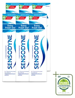 Immagine prodotto di 6 tubetti di dentifricio gel Sensodyne Extra Fresh - 75 ml - confezione grande - 6 pezzi