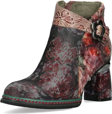 Immagine prodotto di Laura Vita stivaletto donna in pelle motivo fiore fibbia a forma di fiore Kinoao 11, misura:37 EU, colore:Rosso